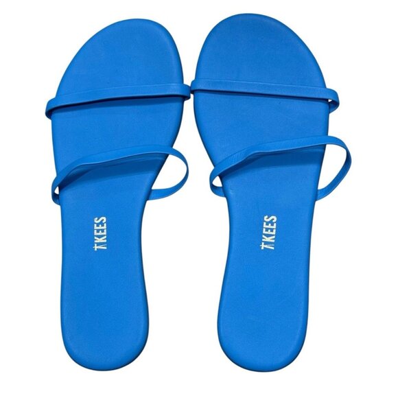 TKEES Shoes - TKEES Sz 7 EU 38 Sandals Shoes Blue Strappy Slide Flats Slip On